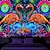 cheap Blacklight Tapestries-Flamingo Blacklight Tapestry UV Reactive Glow in the Dark Trippy Misty Animals Hanging Tapestry Wall Art Mural for Living Room Bedroom