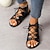 cheap Women&#039;s Sandals-Women&#039;s Sandals Lace Up Sandals Strappy Sandals Daily Summer Flat Heel Open Toe Casual Faux Leather Lace-up Black Brown