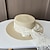 ieftine Pălării Party-Palarie Veșminte de cap Acrilic / Bumbac Paie Pălărie Vară Clop Paie Căciulă Casual Concediu Elegant Retro Cu Funde Culoare Pură Diadema Articole Pentru Cap