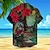 رخيصةأون قميص هاواي للرجال-ورد النباتات العطلة ستايل هاواي رجالي قميص الأماكن المفتوحة ستايل هاواي مناسب للعطلات الصيف طوي كم قصير أحمر أخضر S M L قميص