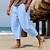 tanie lniane spodnie-Męskie Lniane spodnie Spodnie Letnie spodnie Ściągana na sznurek Elastyczny pas Równina Komfort Oddychający Pełna długość Codzienny Święto Moda Styl klasyczny Biały Niebieski