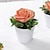 abordables Flores artificiales y floreros-Planta realista en maceta de rosas en miniatura.