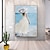 cheap People Paintings-Handmade Abstract Beach and Girl Artwork Blue Seascape Painting Coastal Wall Art On Canvas For Living Room (No Frame)