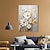 halpa Kukka-/kasvitaulut-käsinmaalattu kuvioitu kultainen kukkaöljymaalaus seinätaide abstrakti valkoinen kukkamaalaus kankaalle minimalistinen moderni kukkaöljymaalaus olohuoneen maalaukseen elegantti seinäsisustus hieno