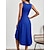 preiswerte abendkleider-Damen Elegantes Kleid Midikleid Rüschen Party Elegant Sexy Rundhalsausschnitt Ärmellos Blau Farbe