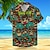 Недорогие Мужская гавайская рубашка-Цветочный принт тропический Маски Отпуск Гавайский Муж. Рубашка на открытом воздухе Гавайский Праздники Лето Отложной С короткими рукавами Цвет зеленой мяты Коричневый Темно-синий S M L Рубашка
