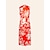 お買い得  プリントカジュアルドレス-サテンの花柄シャーリングミディドレス