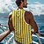 cheap Vacation Tropical T Shirts-Men's Color Block Stripe Vest Top Sleeveless T shirt 3D Print Shirt Vacation Tropical Fashion Yellow Red Orange Summer Spring Clothing Apparel S M L XL XXL XXXL