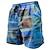 cheap Men&#039;s 3D Sweat Shorts-Men&#039;s Shorts Summer Shorts Beach Shorts Drawstring Elastic Waist 3D Print Graphic Stripe Geometry Breathable Soft Short Casual Daily Holiday Streetwear Hawaiian Light Brown Blue Micro-elastic