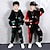 cheap Sets-2 Pieces Toddler Boys Hoodie &amp; Pants Outfit Letter Long Sleeve Cotton Set Outdoor Fashion Daily Winter Fall 3-7 Years Green Red