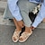 tanie Sandały damskie-sandały damskie na płaskiej podeszwie sandały z paskami codzienne plażowe płaski obcas okrągłe noski wygodne lniane mokasyny migdałowy kolorowy róż