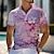 cheap Men&#039;s Button Up Polos-Floral Print Men&#039;s Casual 3D Print Golf Polo Outdoor Daily Wear Streetwear Polyester Short Sleeve Turndown Polo Shirts Pink Blue Spring &amp; Summer S M L Micro-elastic Lapel Polo