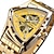 levne Mechanické hodinky-vítěz trojúhelník kostra automatické hodinky z nerezové oceli muži podnikání příležitostný nepravidelný trojúhelník mechanické náramkové hodinky zlaté punkové mužské hodiny