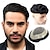 お買い得  人間の髪の毛の部分とToupees-男性用ヘア リプレイスメント システム かつら 男性用 ブラック リアル ウィッグ ポリコーティング 人毛 細いモノ ヘアピース #1b 6x8 7x9 8x10
