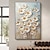 お買い得  花/植物画-手描きのエレガントな花の壁アート、リビングルーム、灰色の背景、金色のパレットナイフの絵画、リビングルームのフレームにすぐに掛けられるホームデコレーション