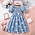 levne Šaty-dětské ležérní šaty pro dívky oblečení letní dětská móda tečkovaný potisk modré krátké rukávy princeznovské dlouhé šaty