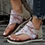 ieftine Sandale de Damă-Pentru femei Sandale Pantofi Flați Sandale cu șireturi Sandale cu bretele Pantofi de confort Zilnic Plajă Floral Leopard Fermoar Dantelă Toc Drept Vârf rotund Vacanță Casual PU Fermoar Maro Închis