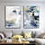 cheap Abstract Paintings-Handmade Large Wall Art Living Room Decor Abstract Canvas Handpainted Gold Blue Modern Home Decor Dining Room Bedroom Wall Decor Kitchen Decor Frame Ready To Hang