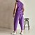 cheap Men&#039;s-Men&#039;s Matching Sets Purple T shirt Tee Tee Top Trousers Casual Pants Sets Sleeveless V Neck Vacation Casual Daily Plain Lace up 2 Piece Polyester Spring &amp; Summer