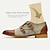 voordelige Premium Schoenen voor Heren-Voor heren Monnik schoenen Bullock Shoes Leer Italiaans volnerf rundleer Anti-slip Magische tape Gesp Bruin Kleurenblok