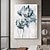 baratos Pinturas Florais/Botânicas-grande original 2 conjuntos de pintura a óleo de flores em tela azul cinza textura decoração de parede pintura floral abstrata pintura de parede para casa decoração moderna de sala de estar