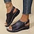 cheap Women&#039;s Sandals-Women&#039;s Sandals Retro Wedge Sandals Daily Wedge Round Toe Vintage PU Magic Tape Black Blue Purple