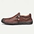 זול נעלי בד ומוקסינים לגברים-רוכסן מעוצב מחורר מעור וינטג&#039; לגברים