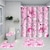 preiswerte Duschvorhänge-4-teiliges Blumen-Duschvorhang-Set mit robustem Anti-Rutsch-Badezimmer und stabiler Badezimmermatte aus wasserfestem Pflanzenblumen-Polyester mit 12 Haken für die Badezimmerdekoration