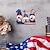 abordables Événements et fournitures de fête-Décoration de signe de bienvenue : plaque suspendue de gnome patriotique en bois avec drapeau américain et étoiles - décor d&#039;elfe nain du jour de l&#039;indépendance