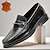 preiswerte Herrenpantoletten &amp; -slipper-klassische Loafer für Herren aus schwarzem perforiertem Leder mit Horsebit aus Metall