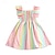 cheap Dresses-Kids Casual Strap Dress for Girls Summer Toddler Rainbow Striped Princess A-line Dress Fashion Children Clothing