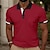 cheap Classic Polo-Men&#039;s Polo Golf Shirt Business Casual Ribbed Polo Collar Short Sleeve Fashion Solid Color Button Pocket Summer Spring Regular Fit Black White Red Sky Blue Mint Green Brown Polo