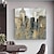 cheap Abstract Paintings-Handmade Oil Painting Canvas Wall Art Decoration Modern Abstract City Architecture Landscape for Home Decor Rolled Frameless Unstretched Painting