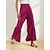 זול מכנסיים לנשים-מכנסי רגליים רחבות לנשים בורדו כיס סאטן קז&#039;ואל אלגנטי רופף מכנסיים אביב קיץ