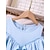 cheap Dresses-Kids Girls&#039; Dress Solid Color Short Sleeve School Casual Ruffle Fashion Daily Polyester Summer 7-13 Years Sky Blue