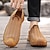 ieftine Saboți și Mocasini Bărbați-Bărbați Mocasini &amp; Balerini Retro Pantofi lucrați manual Plimbare Casual Zilnic Piele Comfortabil Loafer Galben Kaki Gri Primăvară Toamnă
