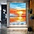 cheap Landscape Paintings-Handmade Oil Painting Canvas Wall Art Decoration Abstract Sunrise Over Sea Morning Glow Landscape for Home Decor Rolled Frameless Unstretched Painting