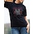 abordables T-shirts Femme-Femme T shirt Tee 100% Coton Rose Animal Soirée du quotidien Noir Manche Courte mode Col Ras du Cou Coachella Eté