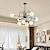 voordelige Hanglampen-Spoetnik kroonluchter 8-lichts zwarte hanglamp uit het midden van de eeuw met bol glazen kap moderne plafondlamp voor keuken eetkamer woonkamer