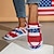 olcso Női tornacipők-Női Tornacipők Lapos Slip-Ons Extra méret Flyknit cipő Napi Amerikai zászló Lapos Kerek orrú Alkalmi Preppy Gyalogló Ruhaanyag Papucs Piros