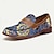 cheap Men&#039;s Slip-ons &amp; Loafers-Men&#039;s Loafers Blue Floral Embroidered Leather