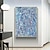 abordables Pinturas abstractas-Ilustración abstracta de jackson pollock pintada a mano, pintura en lienzo de líneas blancas y azules para pared de salón (sin marco)