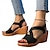 billige Sandaler til kvinner-Dame Sandaler Wedge-sandaler Feriereise Strand Kile Elegant Bohem PU Svart