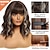cheap Synthetic Trendy Wigs-Short Wavy Brown Wig with Bangs Short Dark Brown Highlight Bob Wigs for Women Wavy Bob Wig with Bangs Synthetic Natural Looking Wigs 14 inch