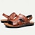 voordelige Herensandalen-Voor heren Sandalen Platte sandalen Leer Ademend Comfortabel Anti-slip Gesp Zwart Bruin