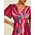 Χαμηλού Κόστους print casual φόρεμα-σιφόν ροζ κόκκινο v λαιμόκοψη σκίαση στάμπα μίντι φόρεμα