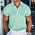 cheap Classic Polo-Men&#039;s Golf Shirt Knit Polo Business Casual Classic Short Sleeve Fashion Solid Color Button Summer Spring Regular Fit Light Green Golf Shirt
