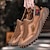 billiga Herrsandaler-Herr Sandaler Kontor / Business Handgjorda skor Sandaler med stängd tå Promenad Ledigt Dagligen Läder Bekväm Loafers Beige / Vit Svart Gul Vår Höst