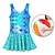 preiswerte Kinder&quot;-Einteiliger Badeanzug für Mädchen mit Wasserball, süßes Meerjungfrauen-Blumenmuster, schnelltrocknendes Schwimmkleid, Bademode, Badeanzug