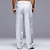 Χαμηλού Κόστους λινό παντελόνι-Ανδρικά Λευκά παντελόνια Παντελόνια Καλοκαίρι παντελόνι Παντελόνι παραλίας Τσέπη Κορδόνι Ελαστική μέση Σκέτο Άνεση Αναπνέει Καθημερινά Αργίες Διακοπές Χαβανέζα Μπόχο Μαύρο Λευκό